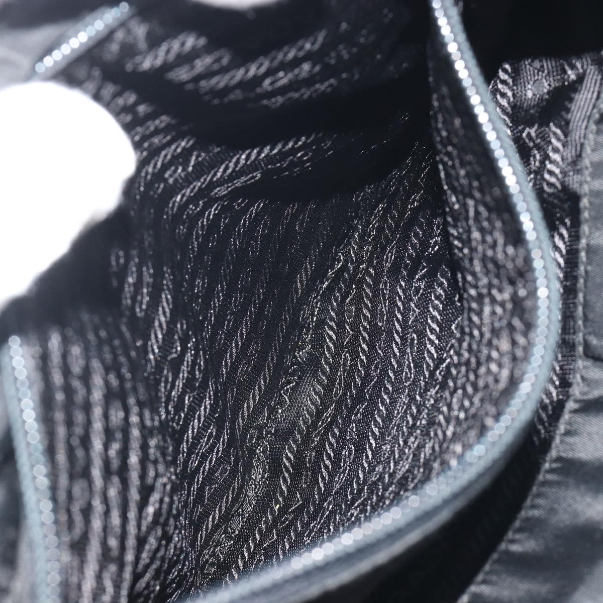 PRADA Hand Bag Nylon Black Silver Auth 194017