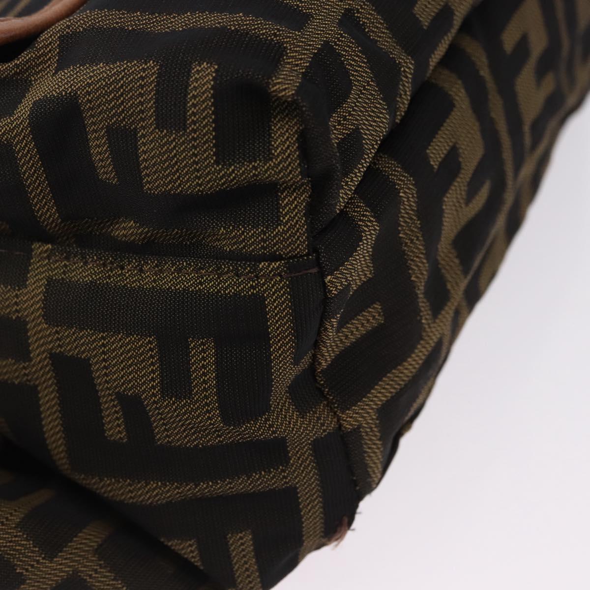 FENDI Zucca Canvas Waist Bag Brown Black Auth 194020A