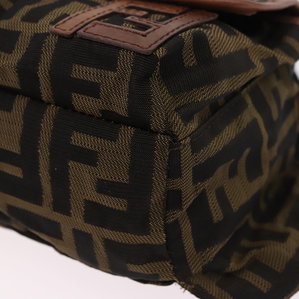 FENDI Zucca Canvas Waist Bag Brown Black Auth 194020A