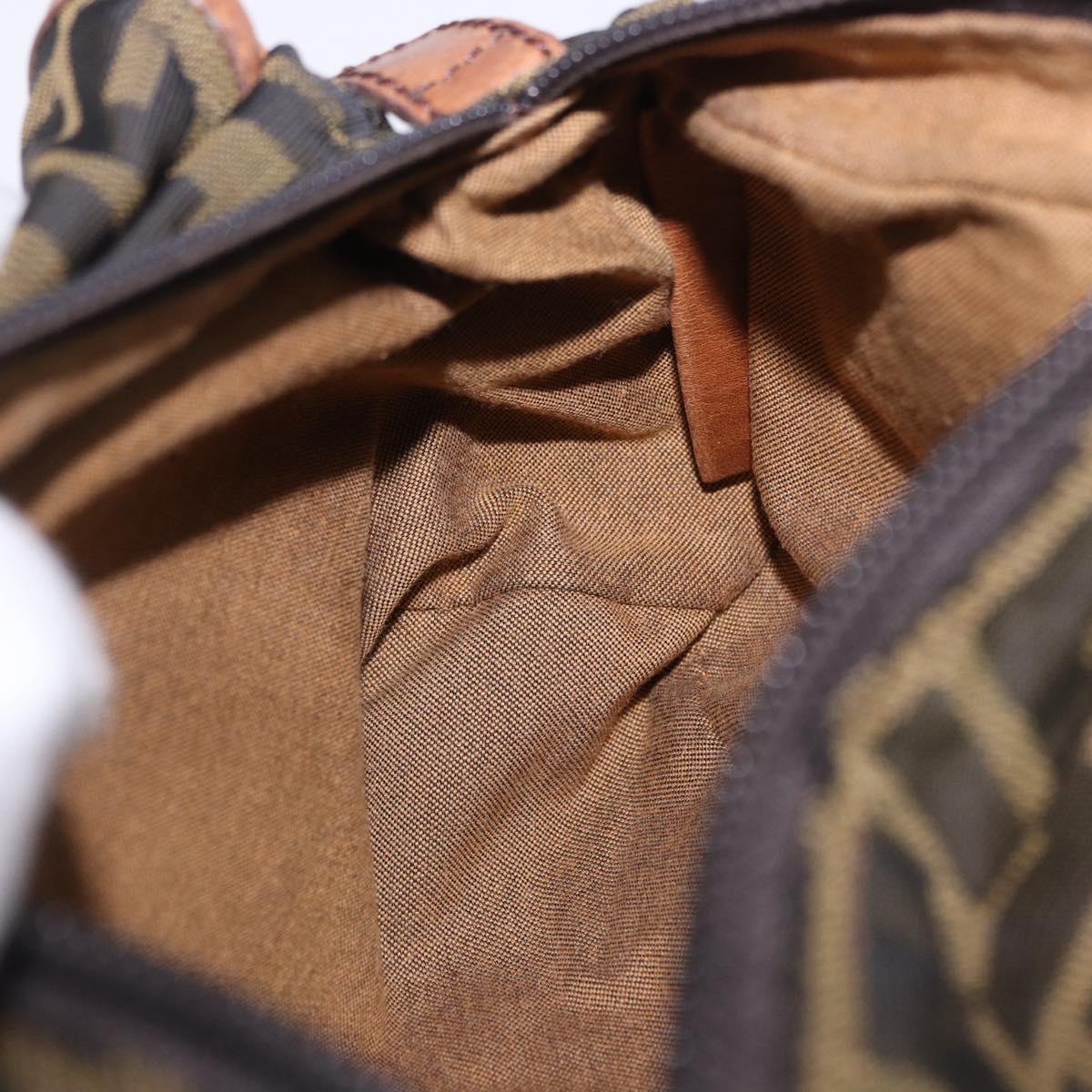 FENDI Zucca Canvas Waist Bag Brown Black Auth 194020A
