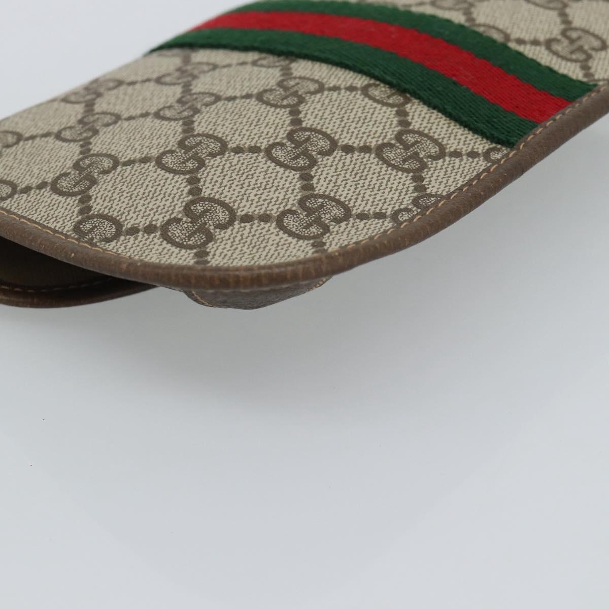 GUCCI GG Supreme Web Sherry Line Pouch PVC Beige Gold 89 01 021 Auth 194021A