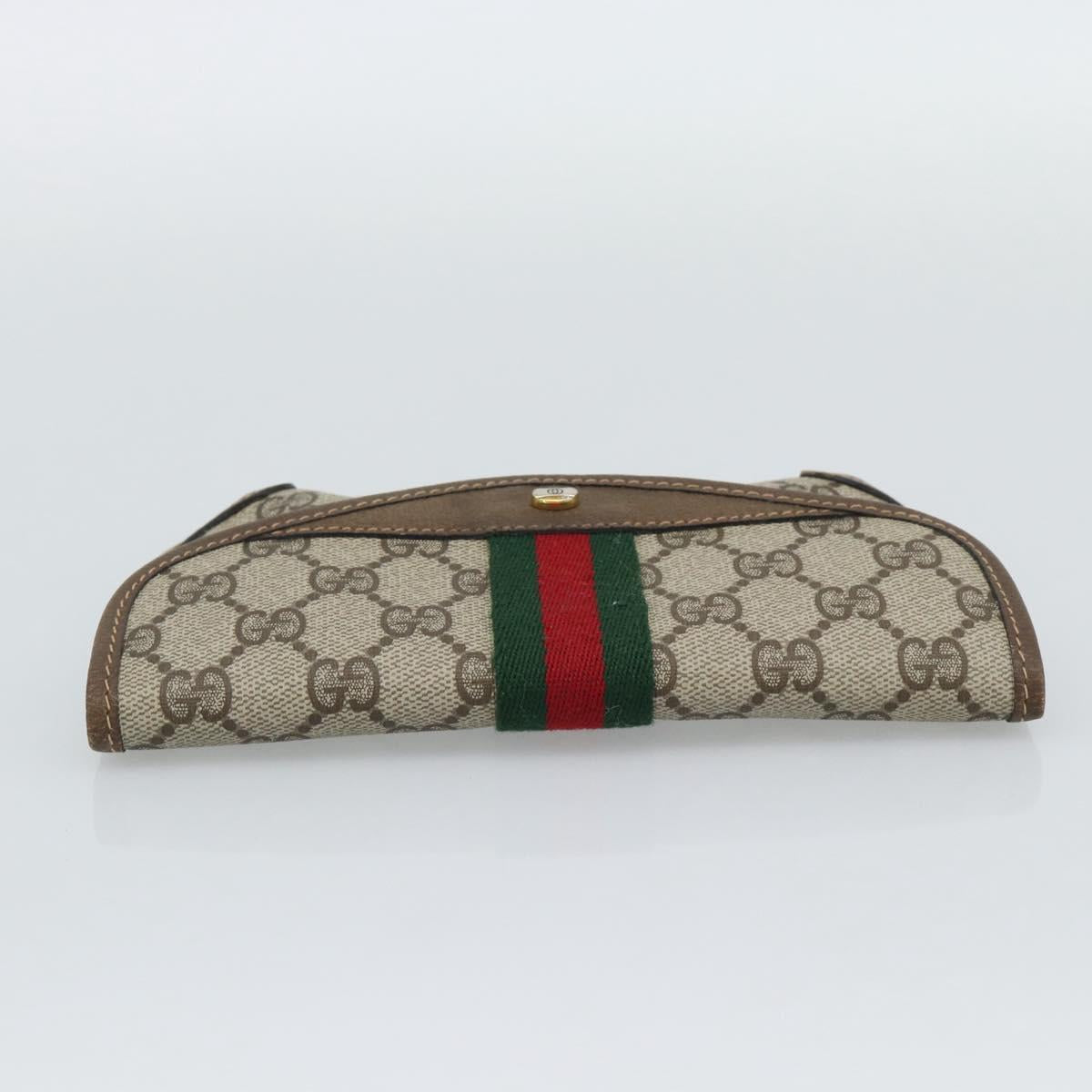 GUCCI GG Supreme Web Sherry Line Pouch PVC Beige Gold 89 01 021 Auth 194021A