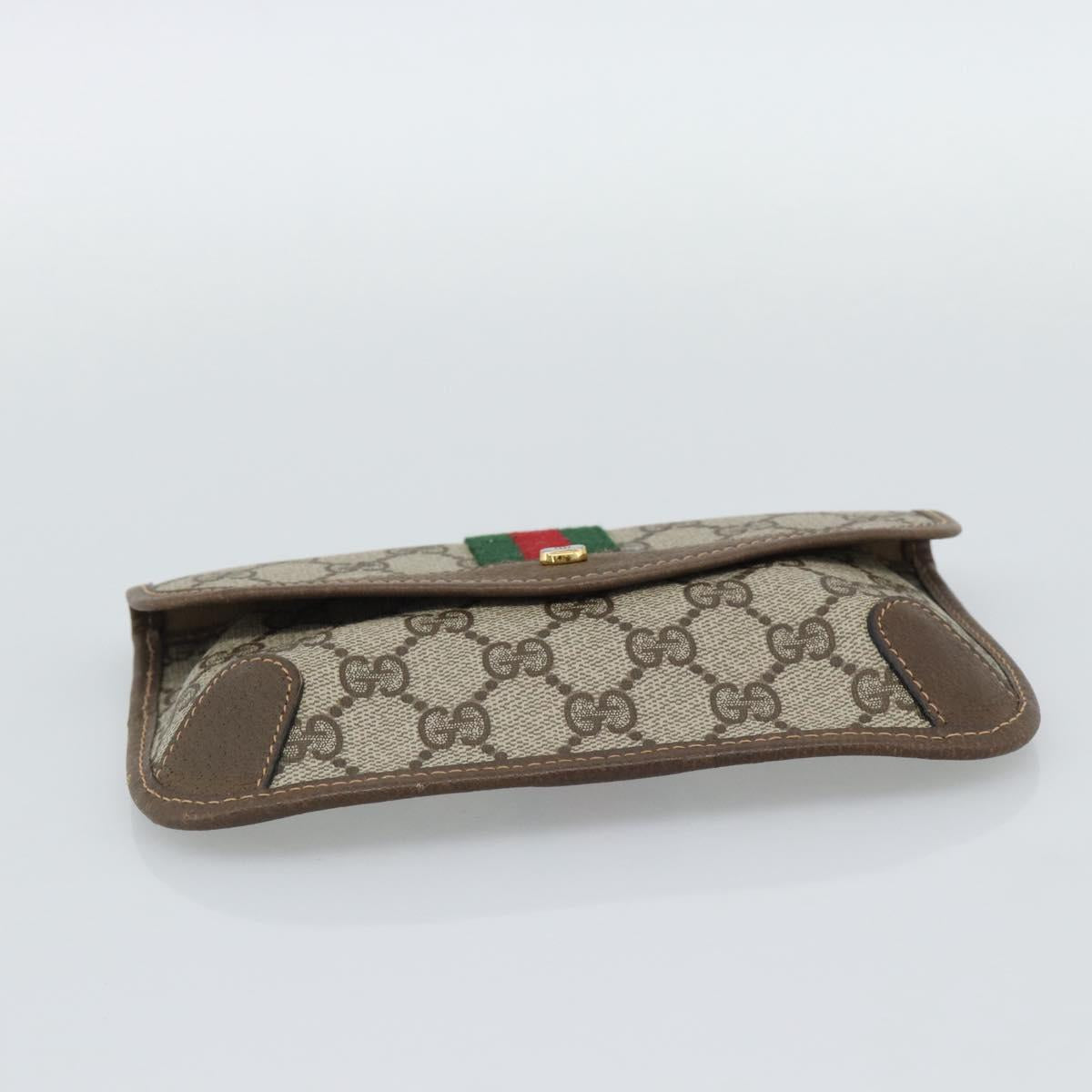 GUCCI GG Supreme Web Sherry Line Pouch PVC Beige Gold 89 01 021 Auth 194021A