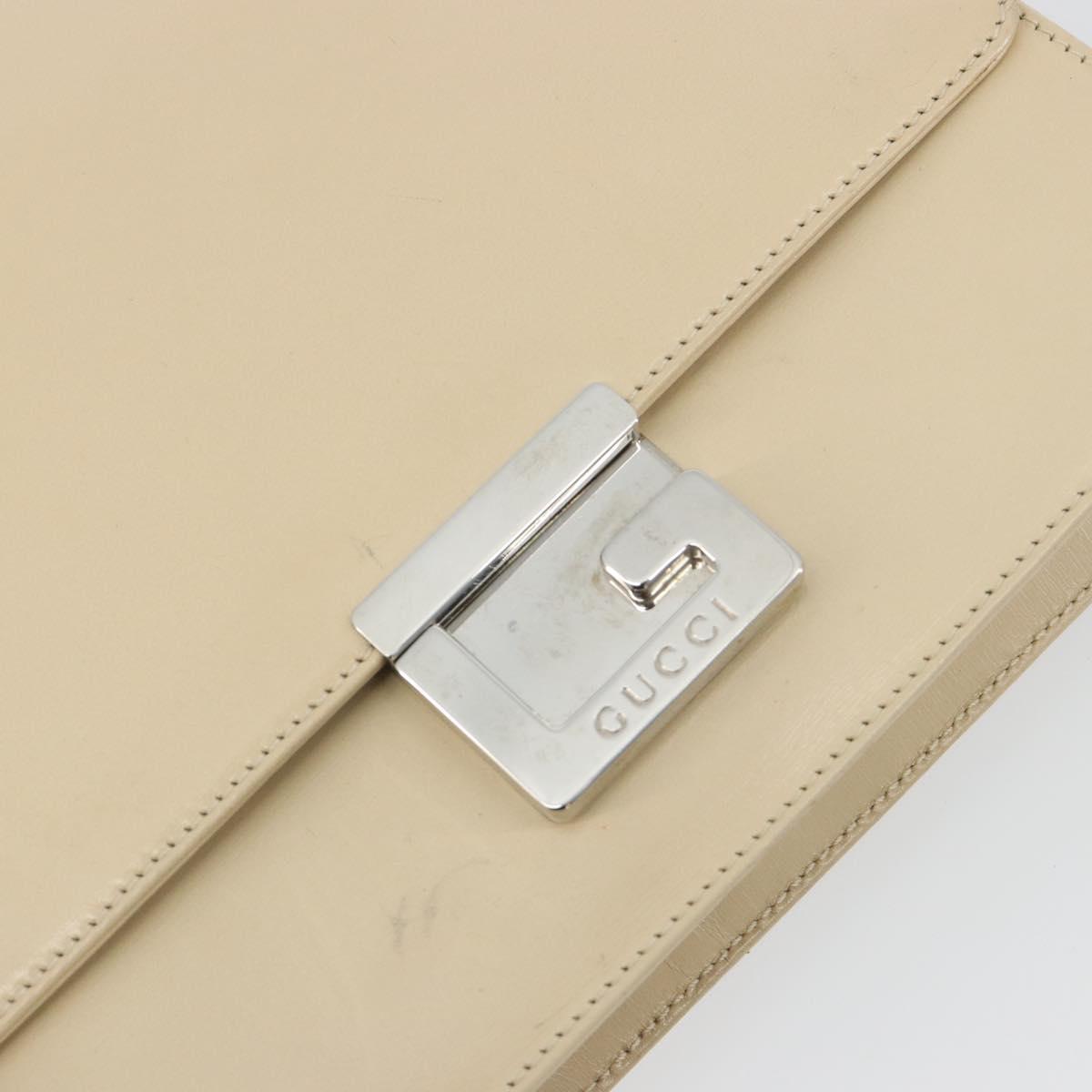 GUCCI Hand Bag Leather Beige Silver 007 406 0265 Auth 194023