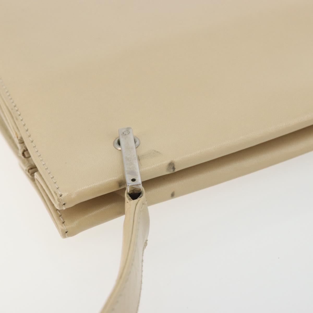 GUCCI Hand Bag Leather Beige Silver 007 406 0265 Auth 194023