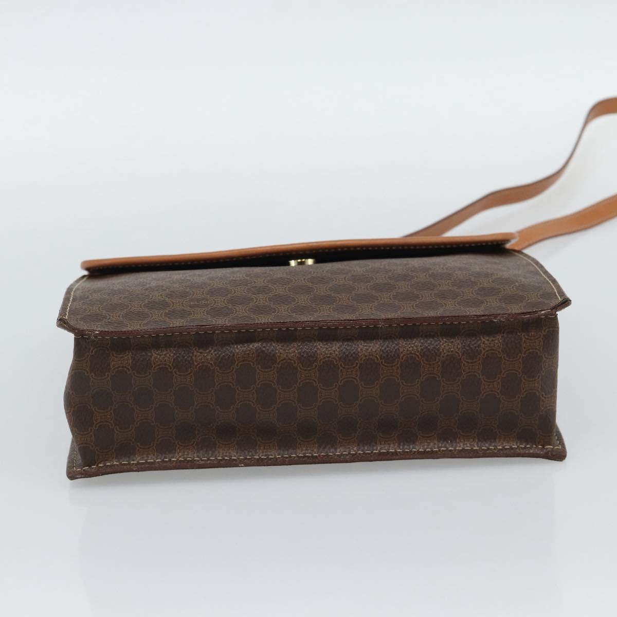 CELINE Macadam Canvas Hand Bag PVC Leather 2way Brown Gold Auth 194025V