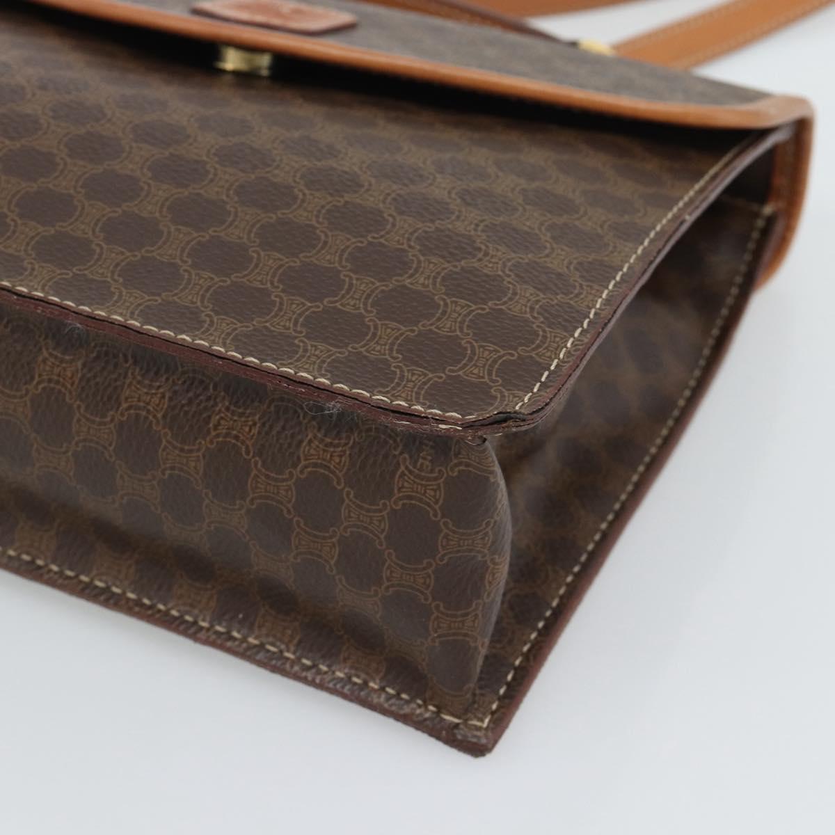 CELINE Macadam Canvas Hand Bag PVC Leather 2way Brown Gold Auth 194025V