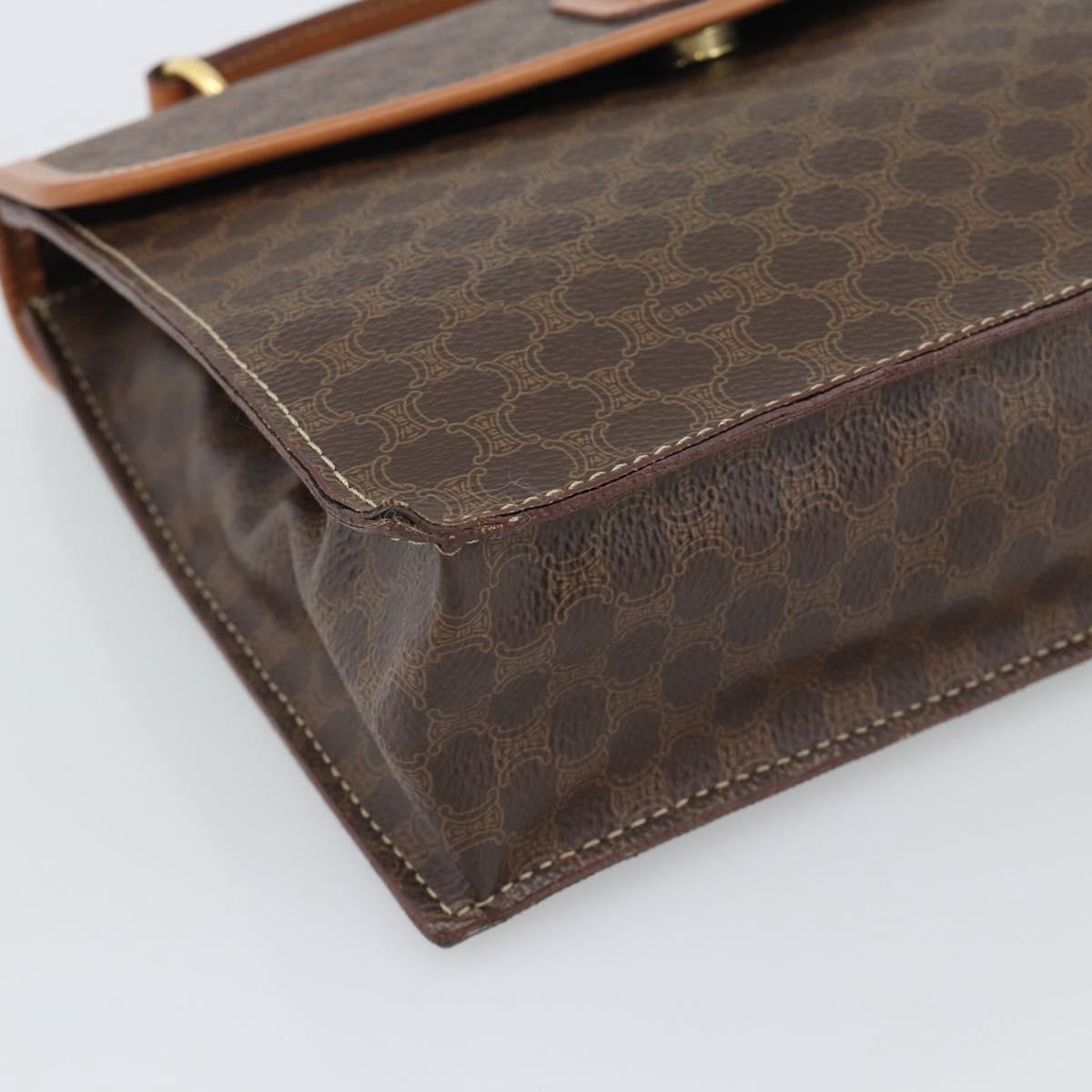 CELINE Macadam Canvas Hand Bag PVC Leather 2way Brown Gold Auth 194025V