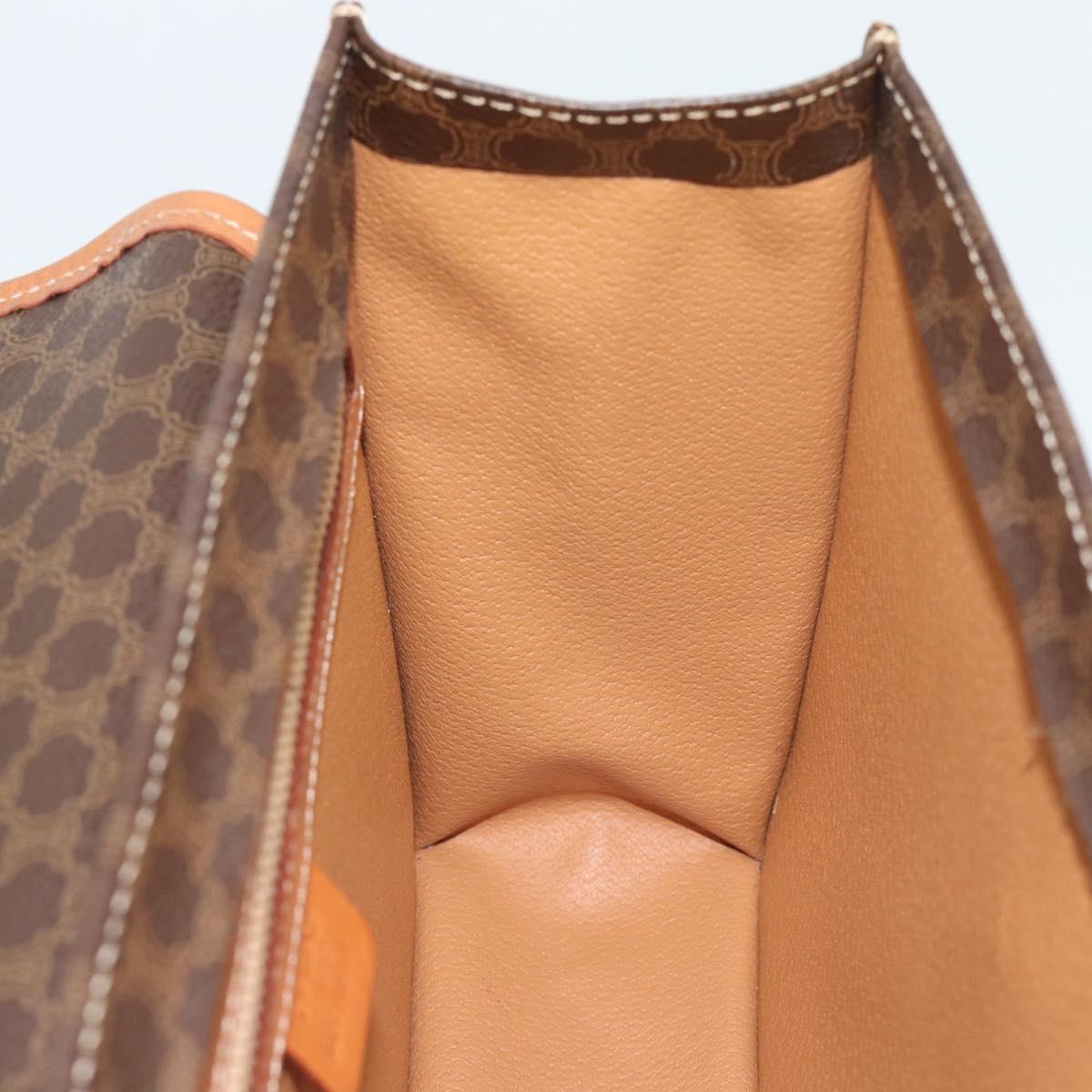 CELINE Macadam Canvas Hand Bag PVC Leather 2way Brown Gold Auth 194025V