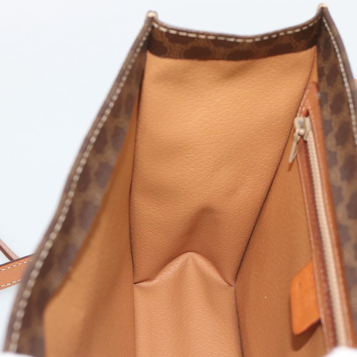 CELINE Macadam Canvas Hand Bag PVC Leather 2way Brown Gold Auth 194025V