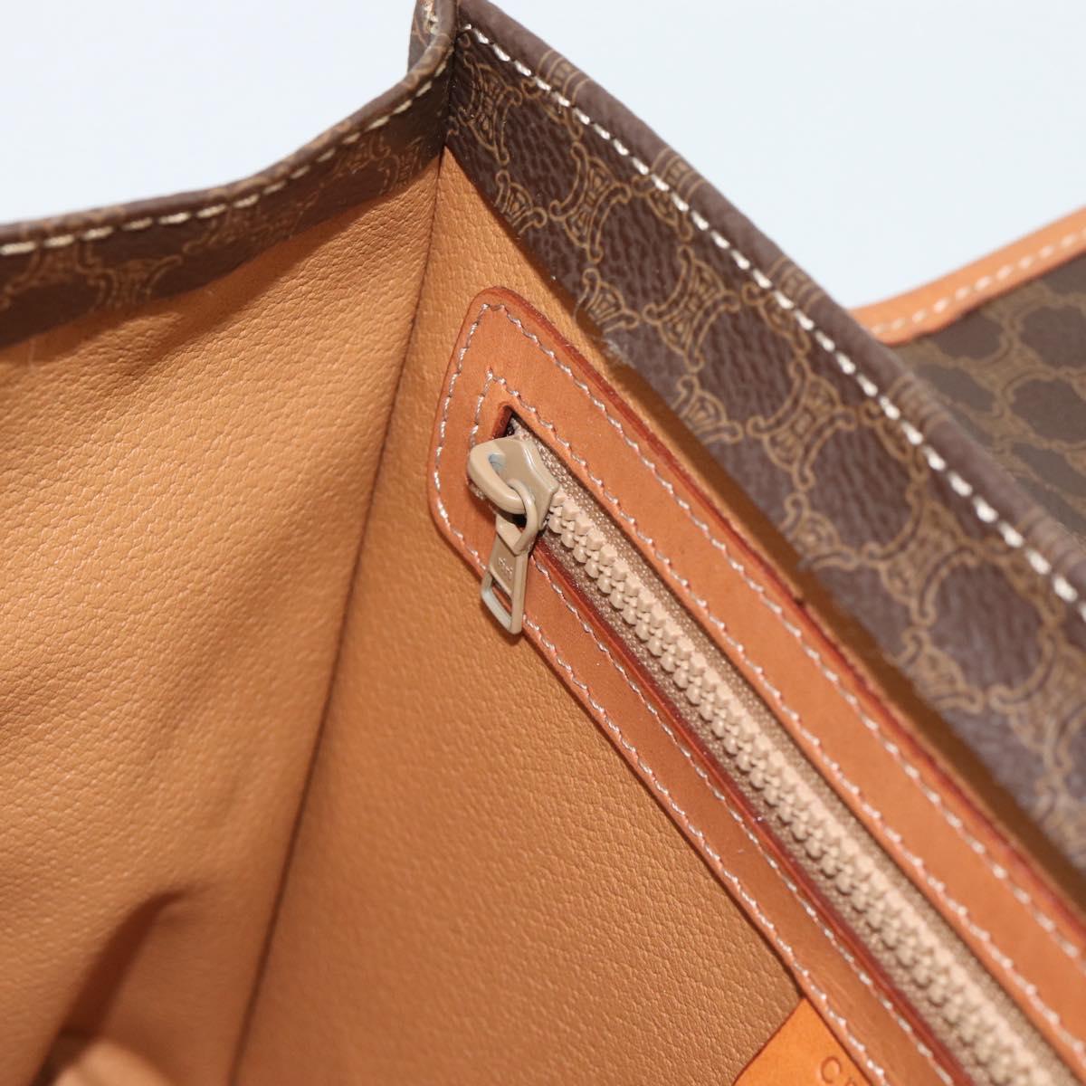 CELINE Macadam Canvas Hand Bag PVC Leather 2way Brown Gold Auth 194025V