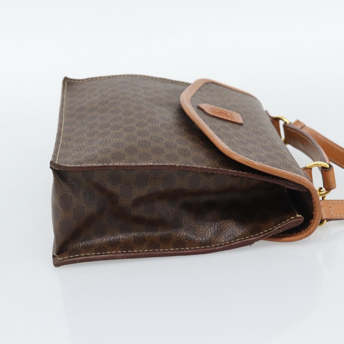 CELINE Macadam Canvas Hand Bag PVC Leather 2way Brown Gold Auth 194025V