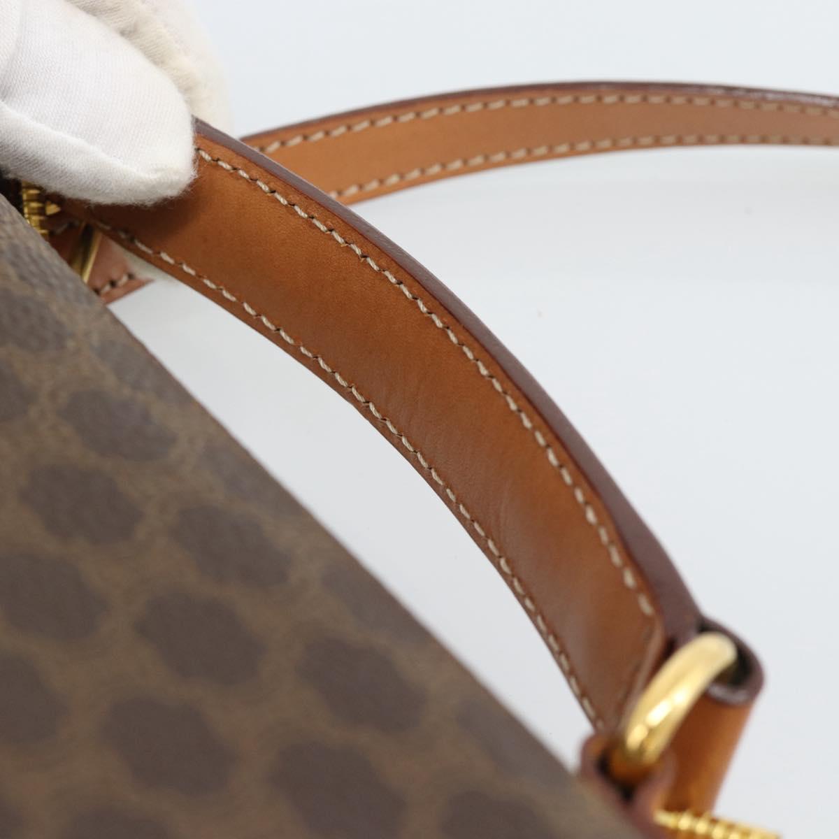 CELINE Macadam Canvas Hand Bag PVC Leather 2way Brown Gold Auth 194025V