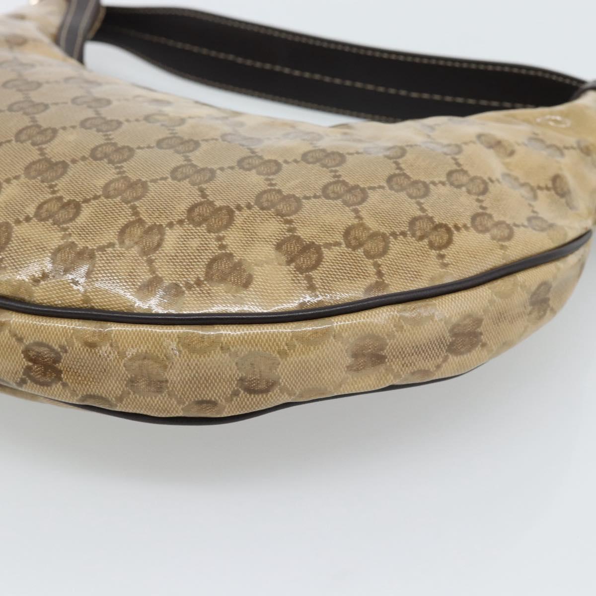 GUCCI GG Crystal Shoulder Bag Coated Canvas Beige Gold 181493 Auth 194027