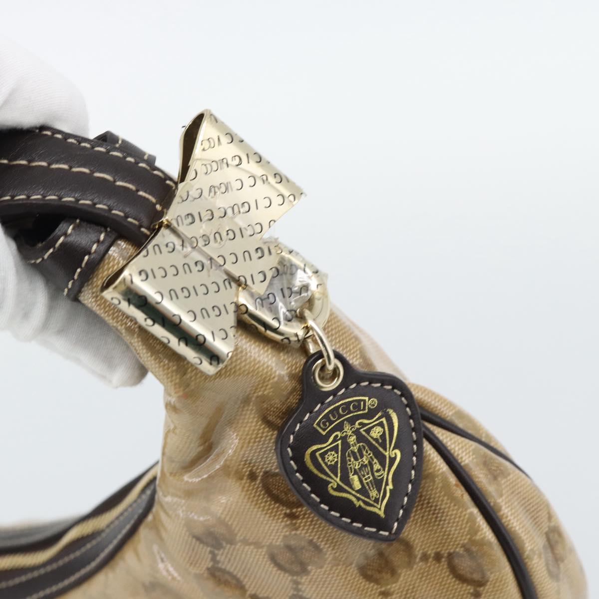 GUCCI GG Crystal Shoulder Bag Coated Canvas Beige Gold 181493 Auth 194027
