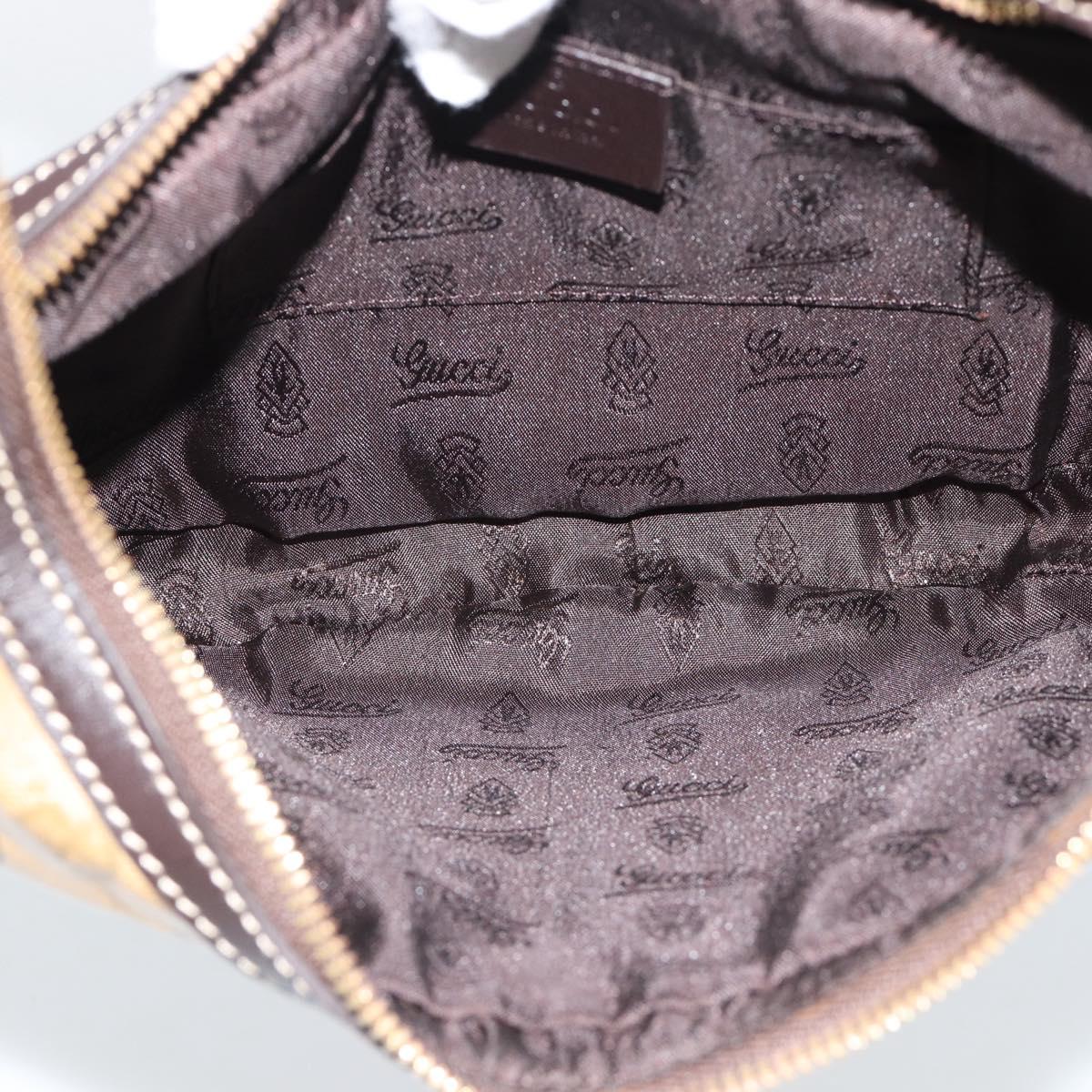 GUCCI GG Crystal Shoulder Bag Coated Canvas Beige Gold 181493 Auth 194027