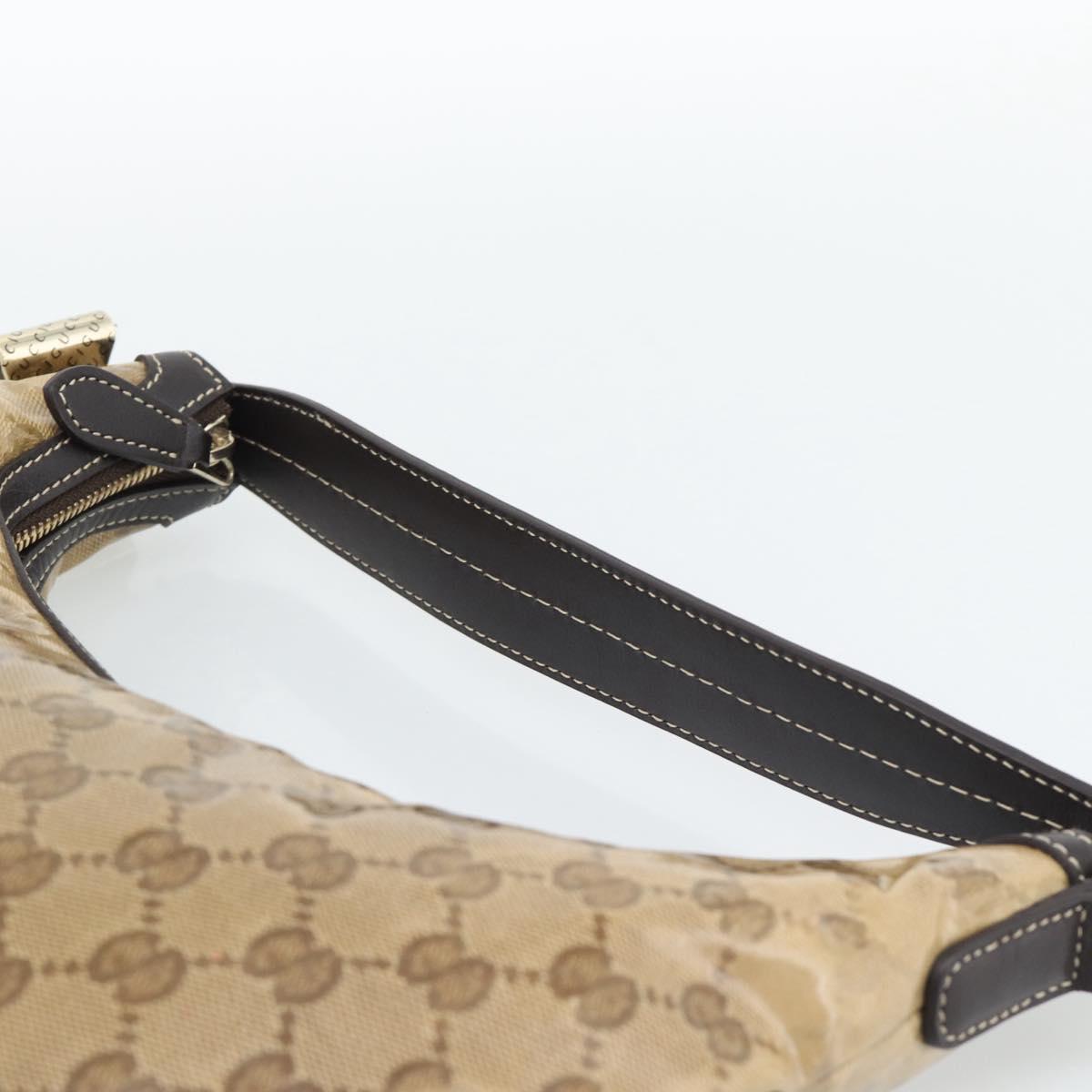 GUCCI GG Crystal Shoulder Bag Coated Canvas Beige Gold 181493 Auth 194027