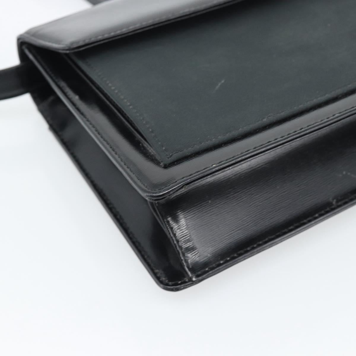 SAINT LAURENT Shoulder Bag Leather Black Gold Auth 194029