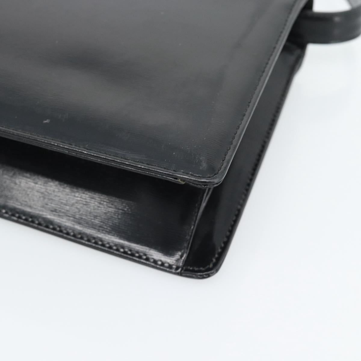 SAINT LAURENT Shoulder Bag Leather Black Gold Auth 194029
