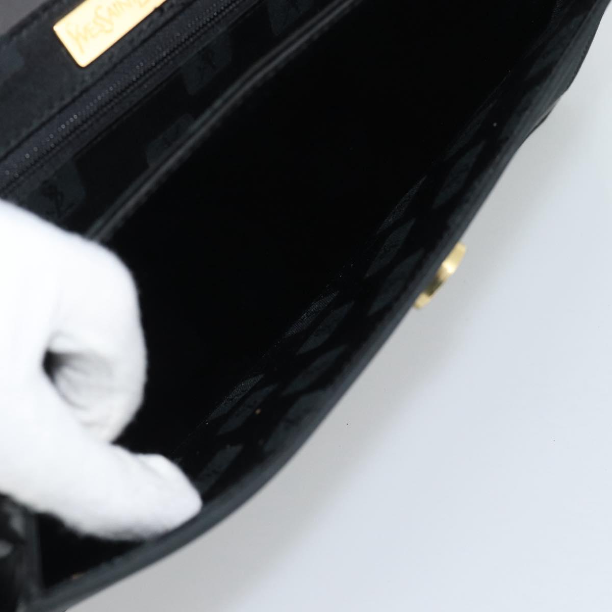 SAINT LAURENT Shoulder Bag Leather Black Gold Auth 194029