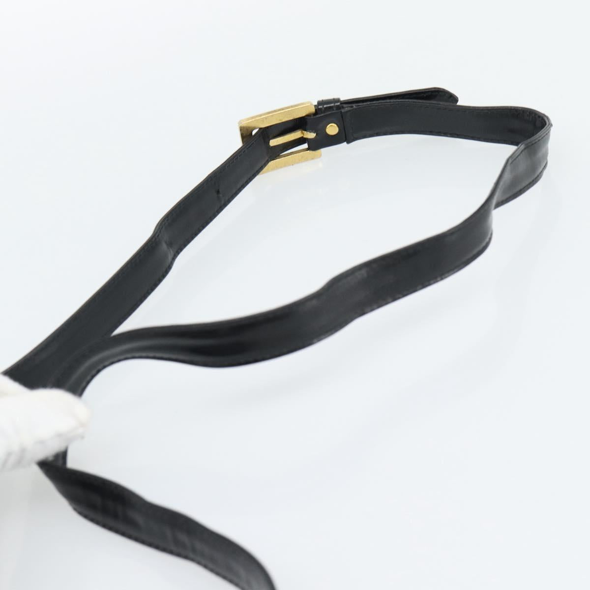 SAINT LAURENT Shoulder Bag Leather Black Gold Auth 194029