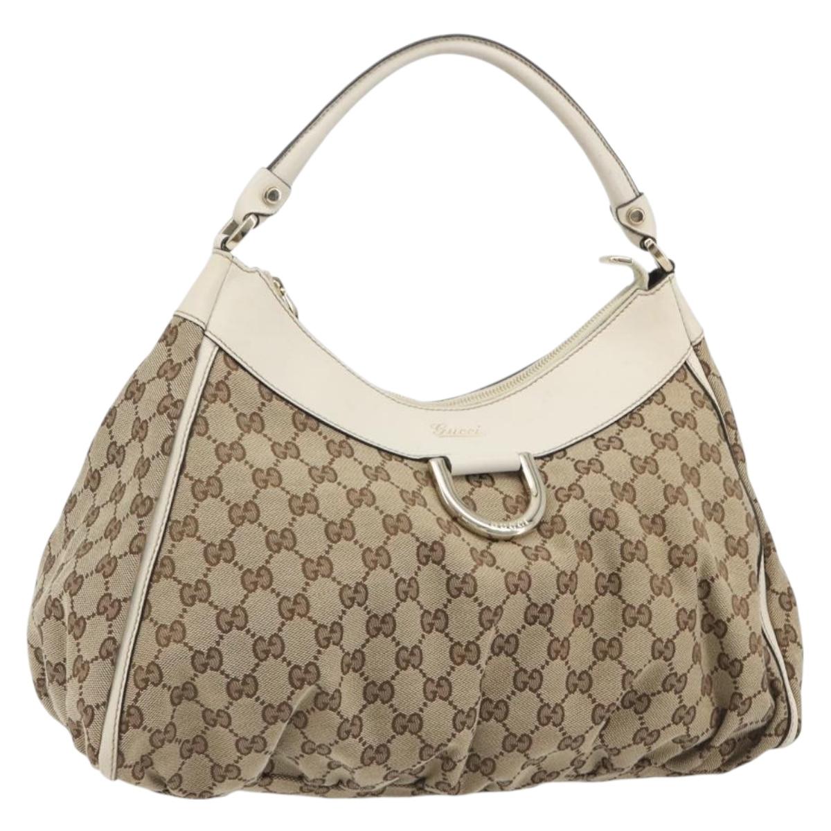 GUCCI GG Canvas Abbey Shoulder Bag Beige Gold 189833 Auth 194033V