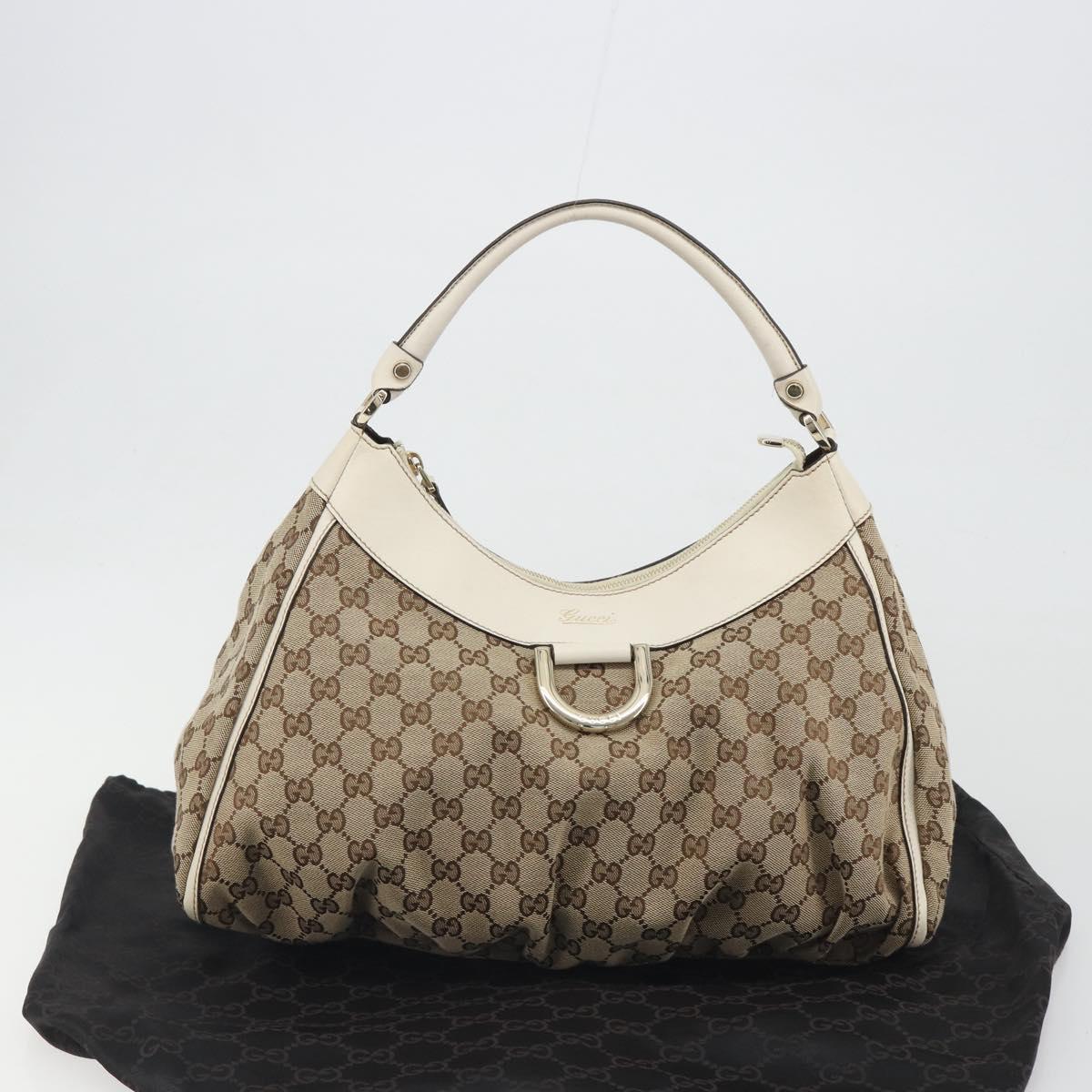 GUCCI GG Canvas Abbey Shoulder Bag Beige Gold 189833 Auth 194033V
