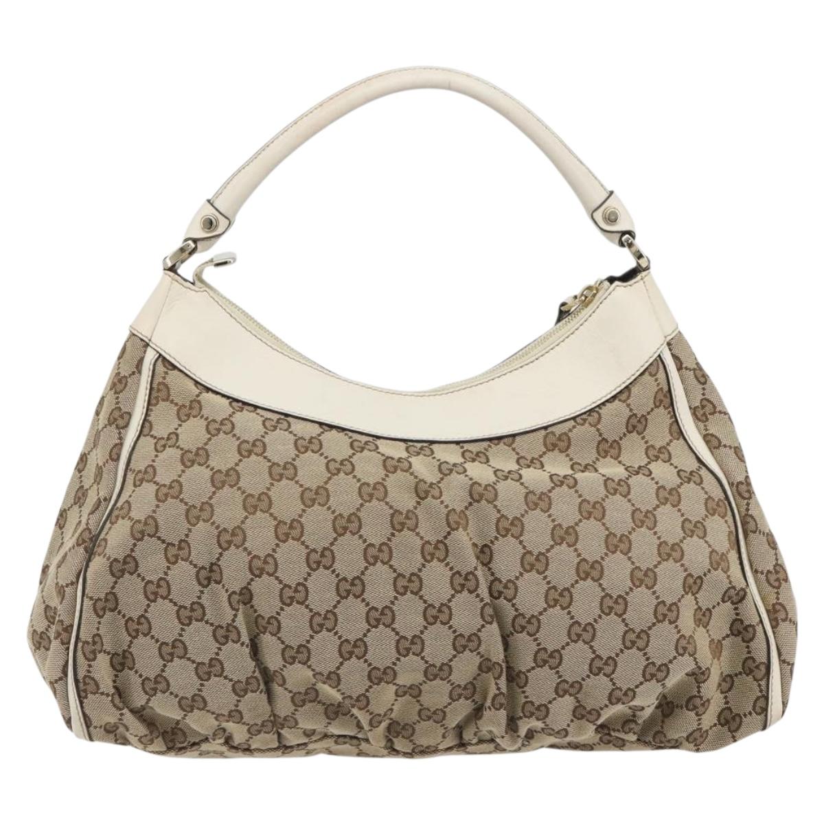 GUCCI GG Canvas Abbey Shoulder Bag Beige Gold 189833 Auth 194033V