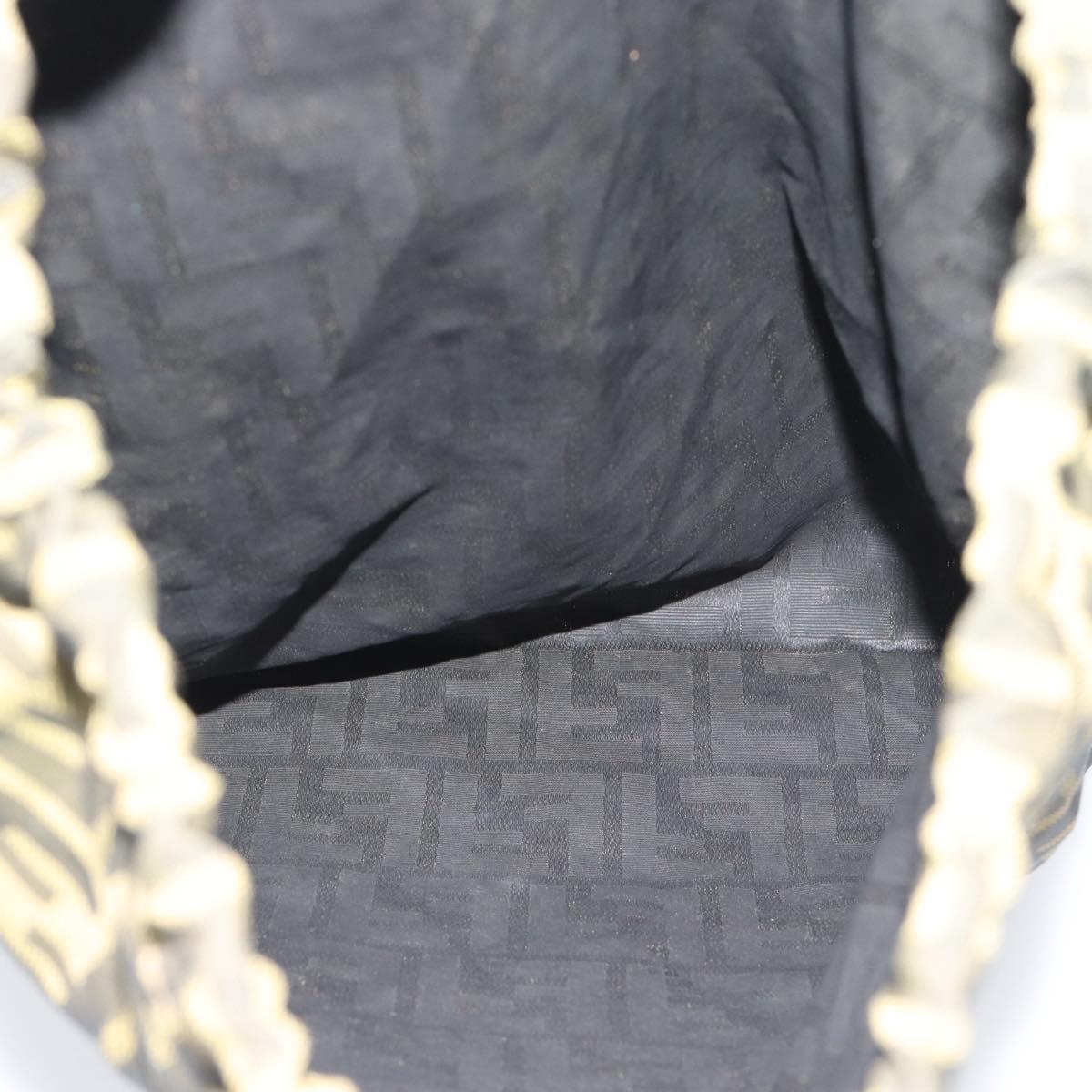 FENDI Zucca Canvas Pouch Black Brown Auth 194034A