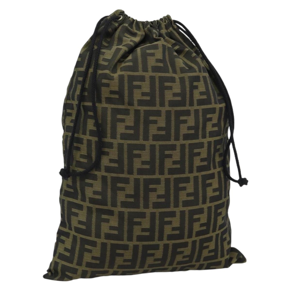 FENDI Zucca Canvas Pouch Black Brown Auth 194034A
