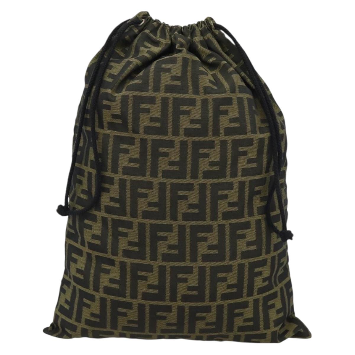FENDI Zucca Canvas Pouch Black Brown Auth 194034A