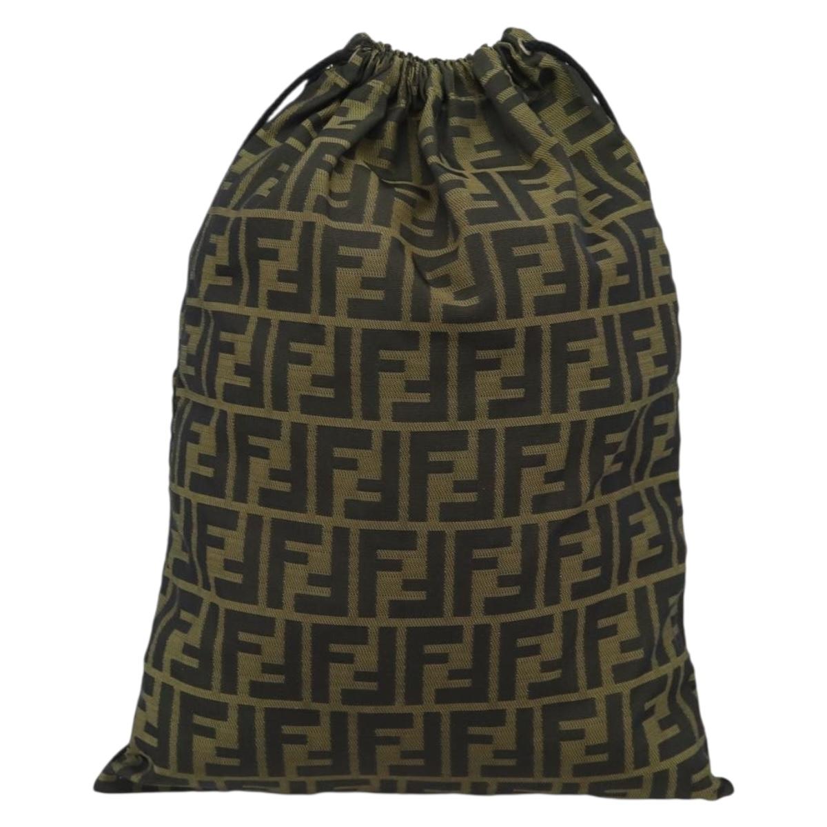 FENDI Zucca Canvas Pouch Black Brown Auth 194034A