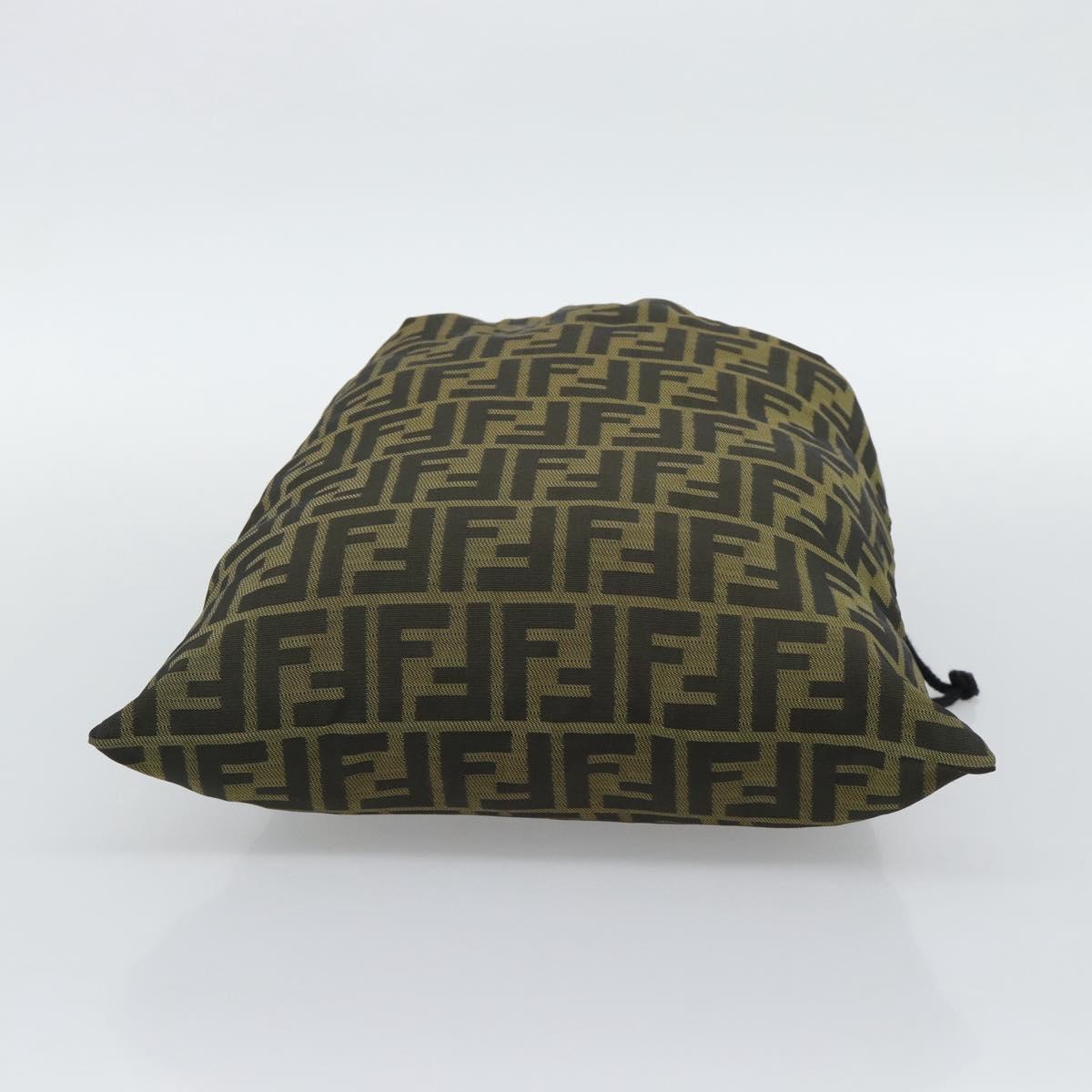 FENDI Zucca Canvas Pouch Black Brown Auth 194034A