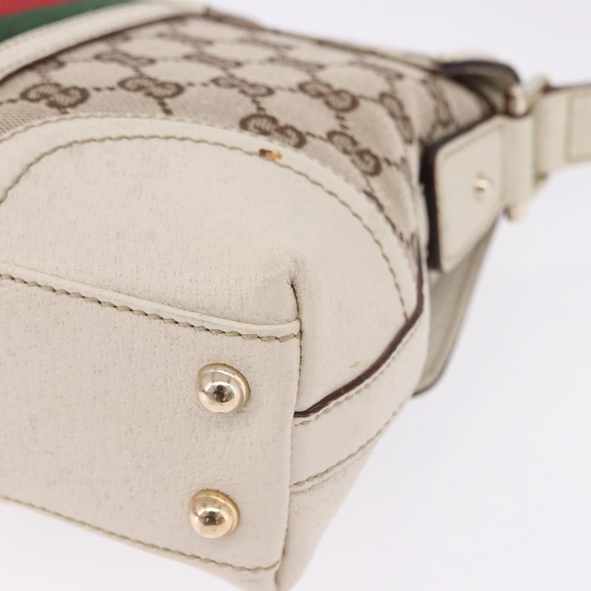 GUCCI GG Canvas Web Sherry Line Hand Bag Beige Gold 145999 Auth 194036V