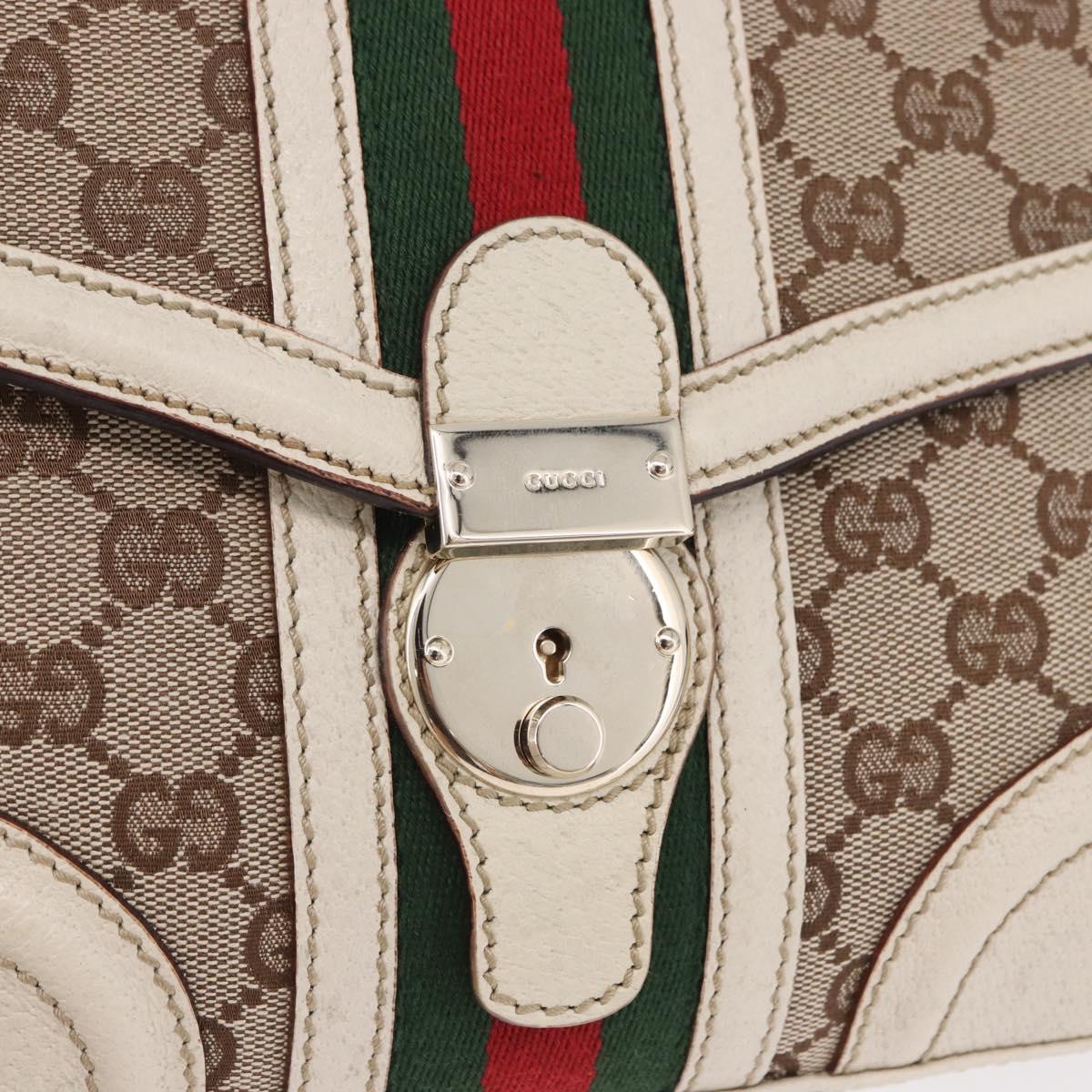 GUCCI GG Canvas Web Sherry Line Hand Bag Beige Gold 145999 Auth 194036V