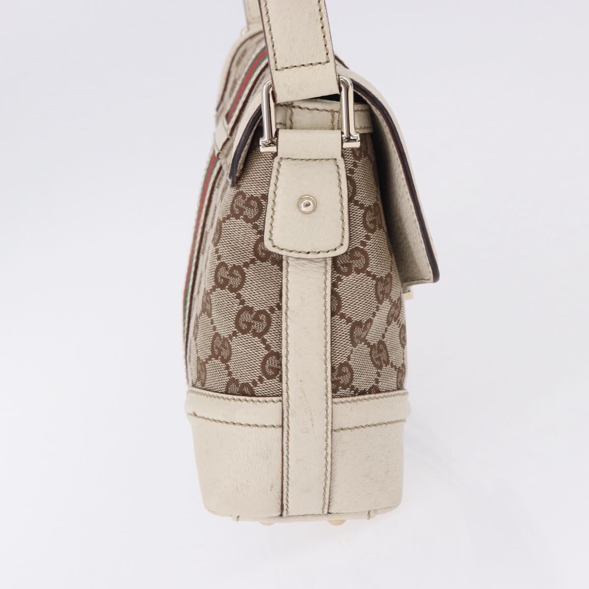 GUCCI GG Canvas Web Sherry Line Hand Bag Beige Gold 145999 Auth 194036V