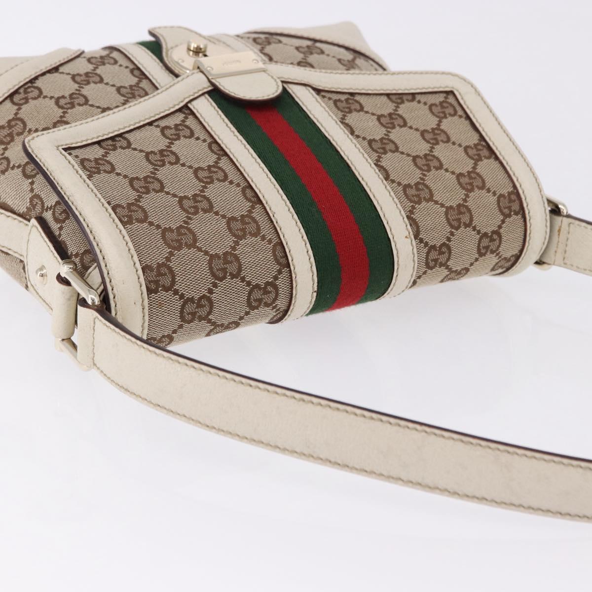 GUCCI GG Canvas Web Sherry Line Hand Bag Beige Gold 145999 Auth 194036V
