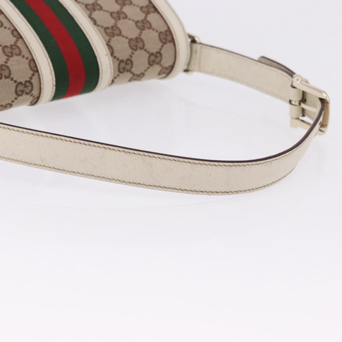 GUCCI GG Canvas Web Sherry Line Hand Bag Beige Gold 145999 Auth 194036V