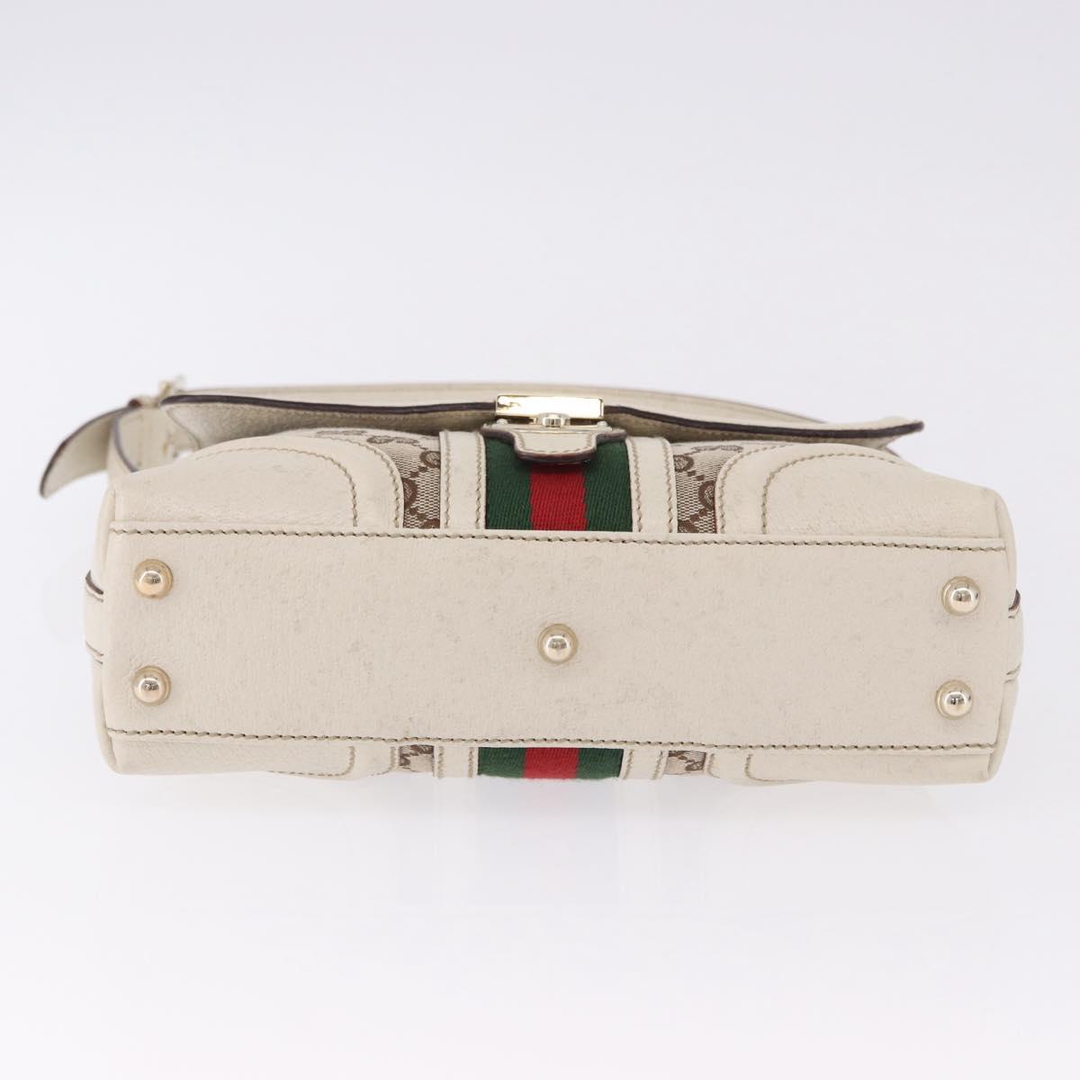 GUCCI GG Canvas Web Sherry Line Hand Bag Beige Gold 145999 Auth 194036V