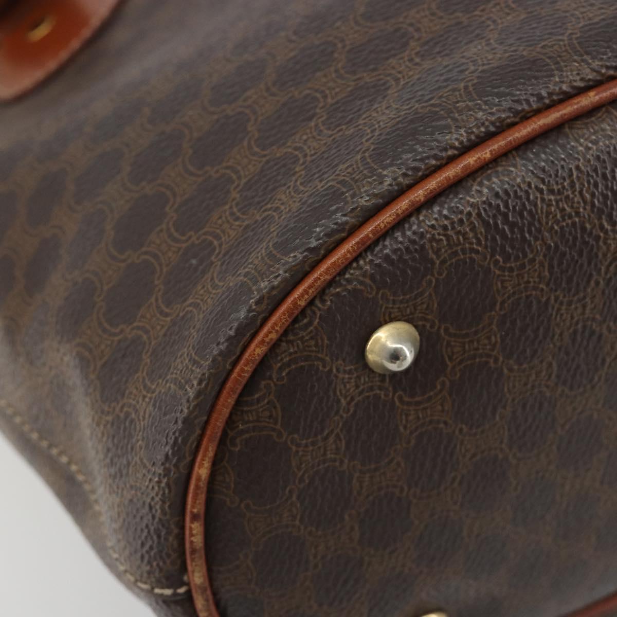 CELINE Macadam Canvas Tote Bag PVC Leather Brown Gold Auth 194037