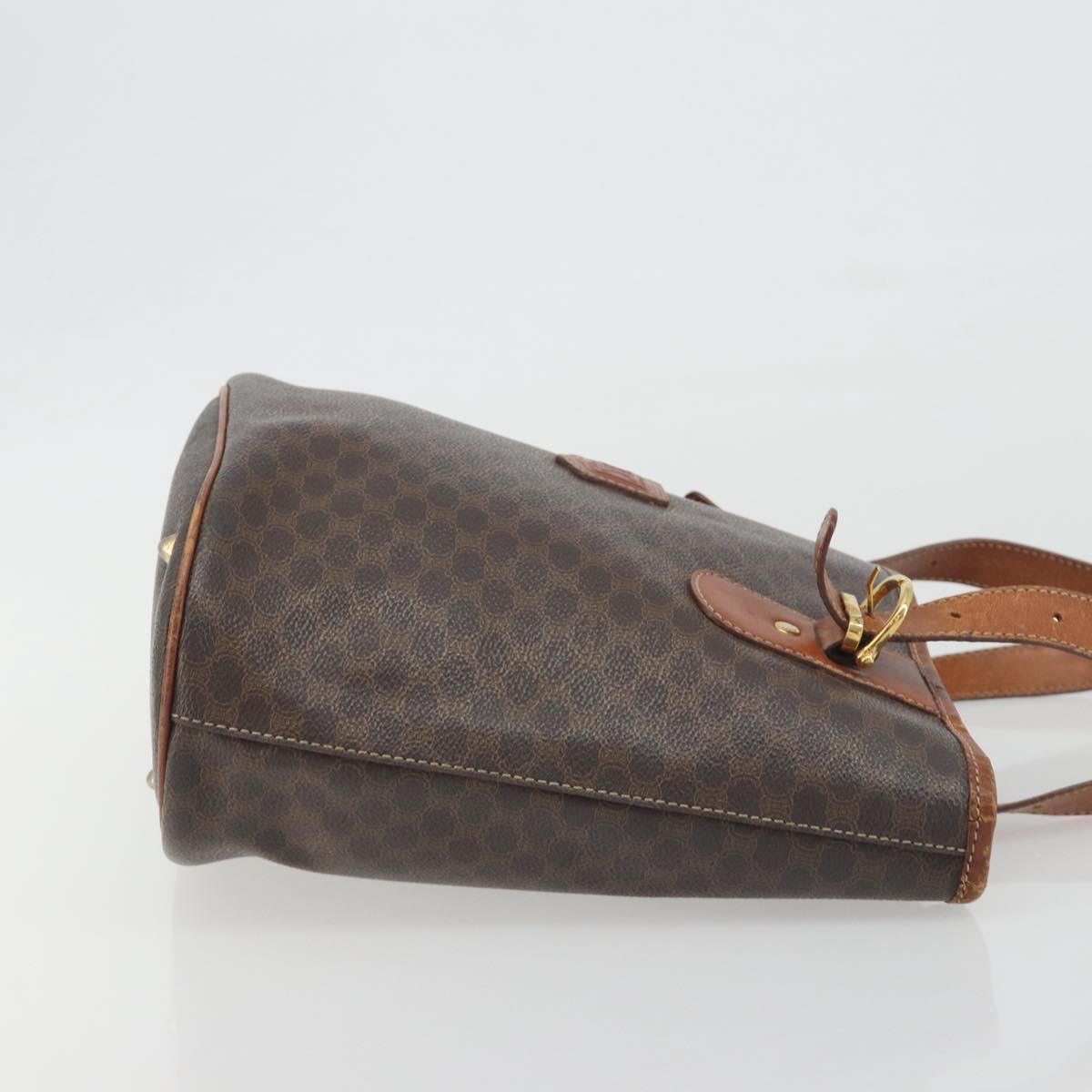 CELINE Macadam Canvas Tote Bag PVC Leather Brown Gold Auth 194037