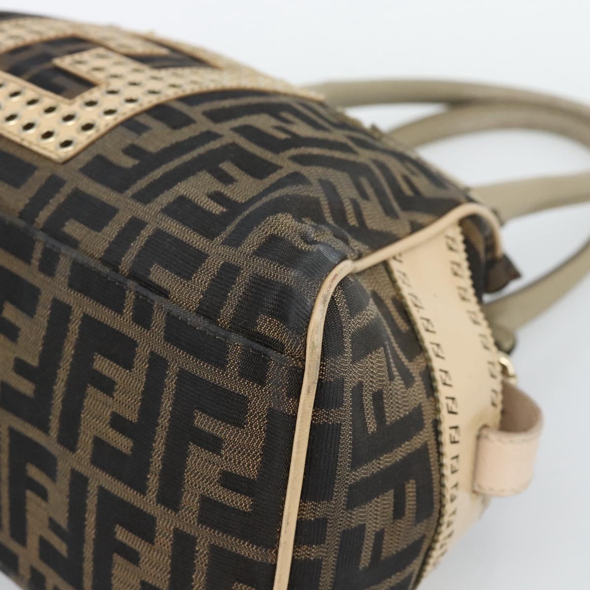 FENDI Zucca Canvas Hand Bag Black Brown Auth 194038