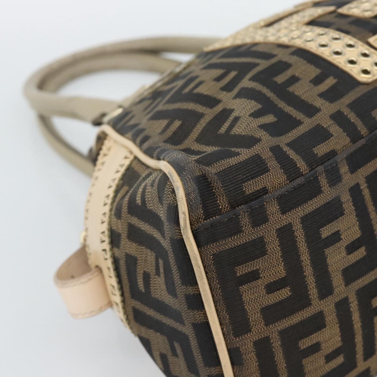 FENDI Zucca Canvas Hand Bag Black Brown Auth 194038