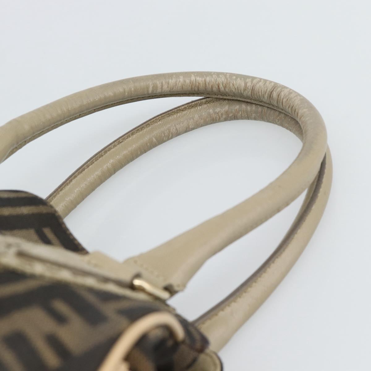 FENDI Zucca Canvas Hand Bag Black Brown Auth 194038