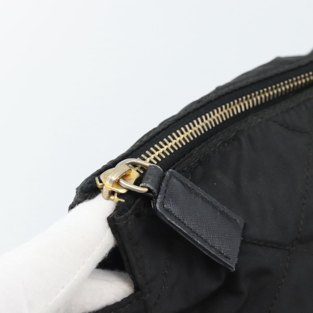 PRADA Chain Shoulder Bag Nylon Black Gold Auth 194040