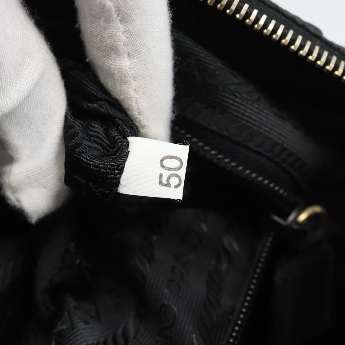 PRADA Chain Shoulder Bag Nylon Black Gold Auth 194040