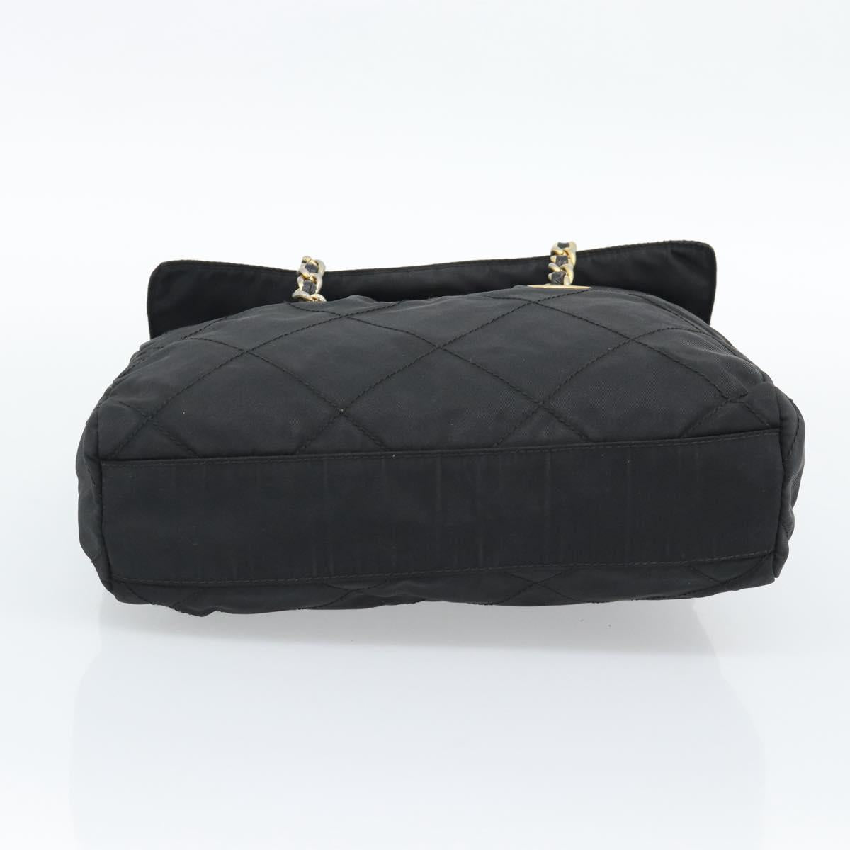 PRADA Chain Shoulder Bag Nylon Black Gold Auth 194040