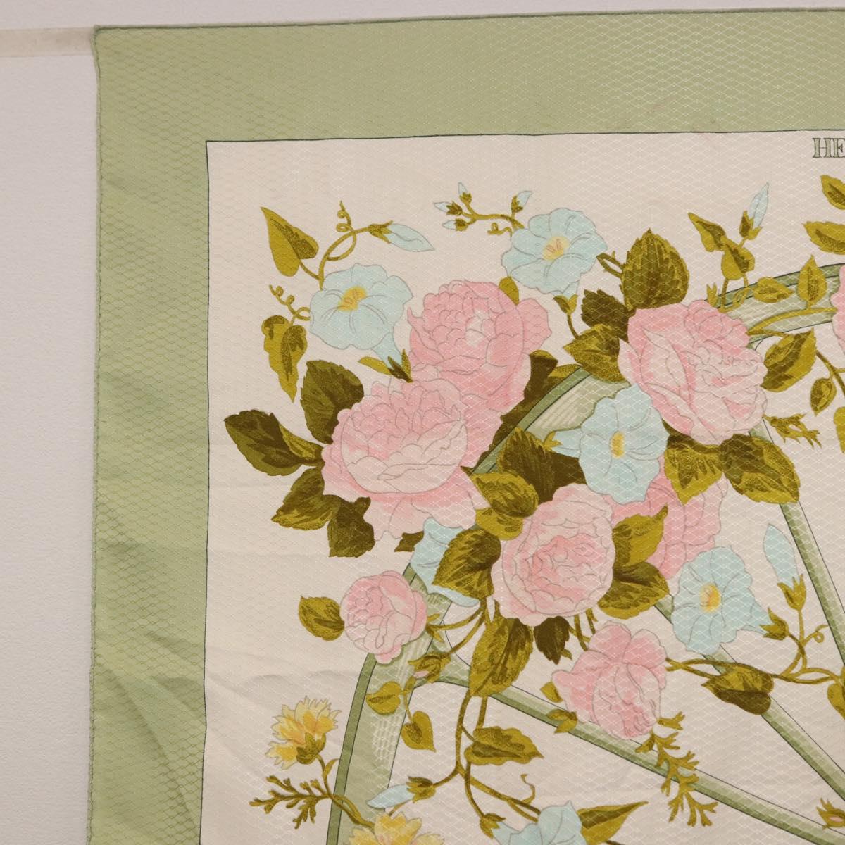 HERMES Carre 90 Scarf ROMANTiQUE Silk Green Auth 194042