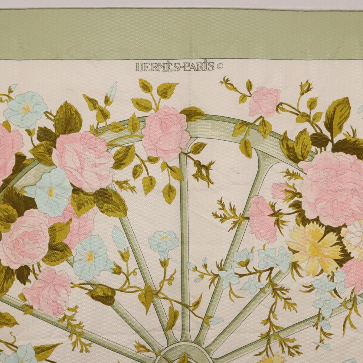 HERMES Carre 90 Scarf ROMANTiQUE Silk Green Auth 194042