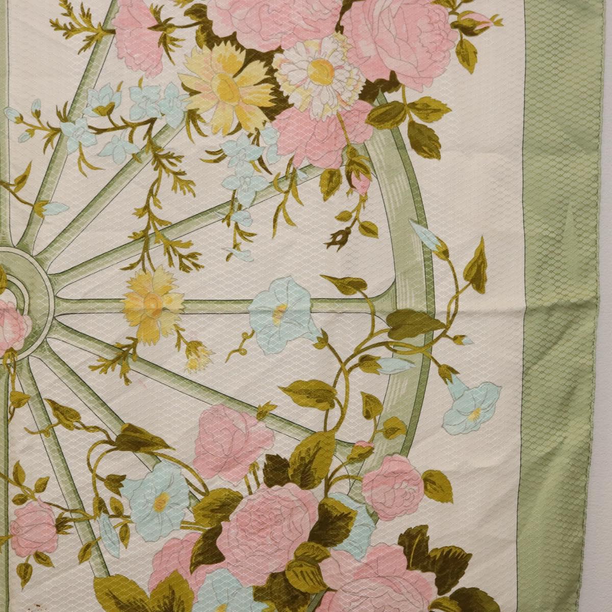 HERMES Carre 90 Scarf ROMANTiQUE Silk Green Auth 194042